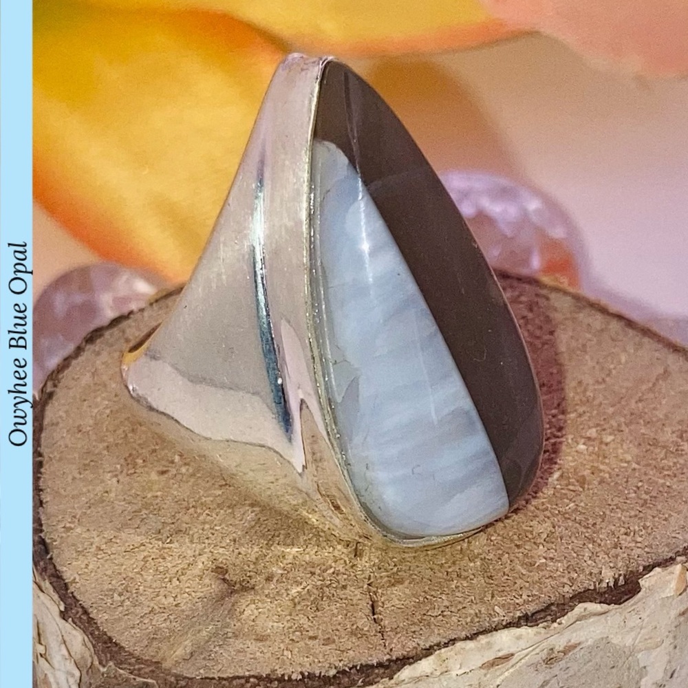 Owyhee Blue Opal Gemstone Chunky Handmade Signet Style Ring